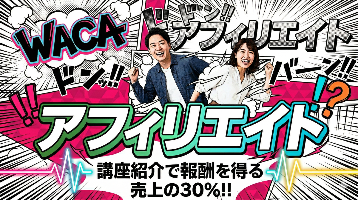 WACAアフィリエイト、講座紹介で売り上げの30%の報酬を得る